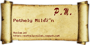 Pethely Milán névjegykártya